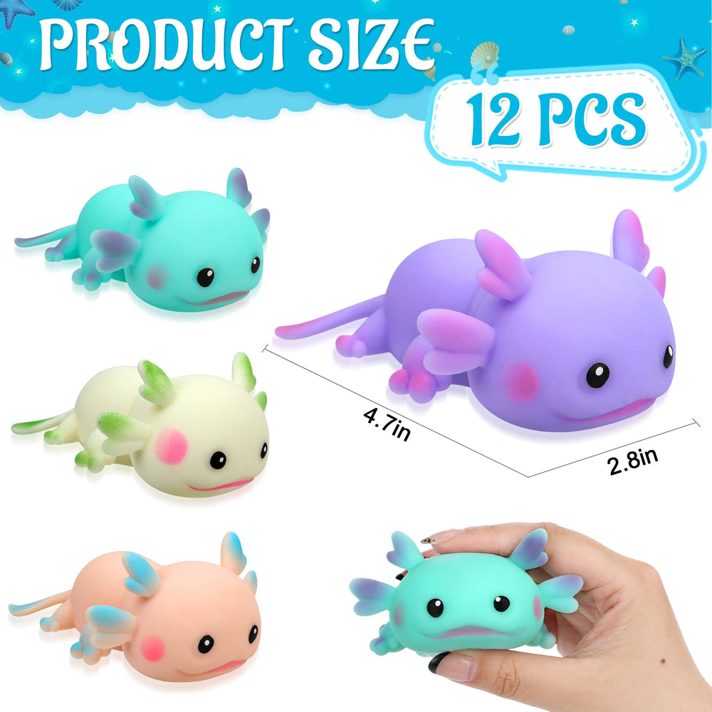 Reroaoi axolotl stress-relief toy in blue, compact handheld fidget for on-the-go calm.