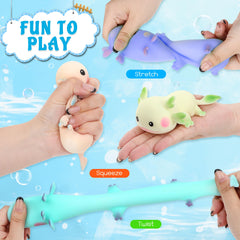 Reroaoi axolotl stress-relief toy in green, soothing tactile play to ease tense moments.