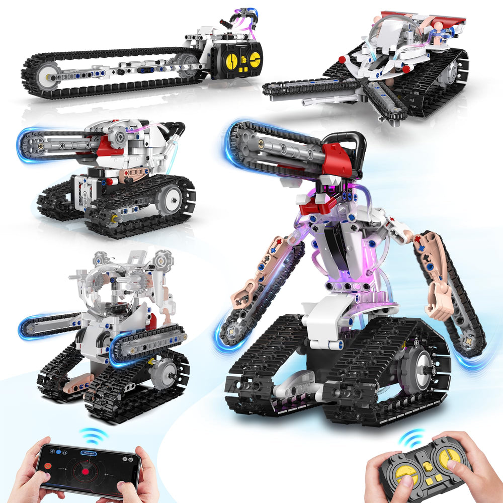 Resosese 5-in-1 STEM RC robot chainsaw model in action promoting hands-on learning.