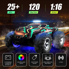 Resosese RC car showing vibrant LED lighting on body and chassis.