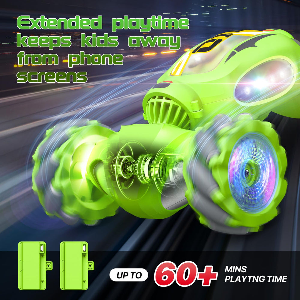 Resosese RC stunt car with bright LEDs for exciting night racing and visibility.