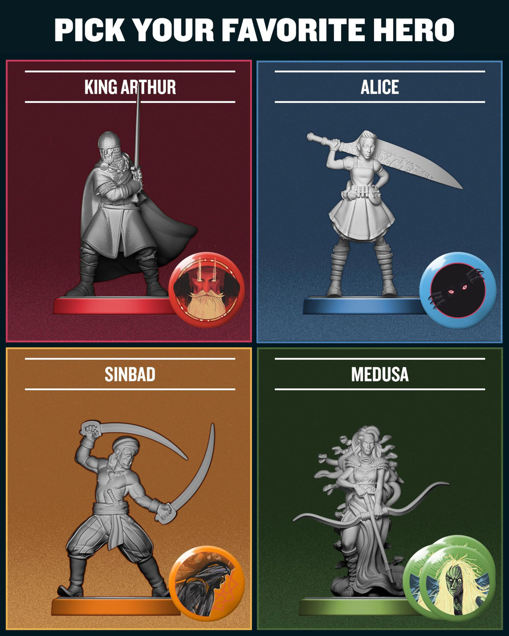 Restoration Games Unmatched sculpted miniatures deliver tactile immersive combat encounters