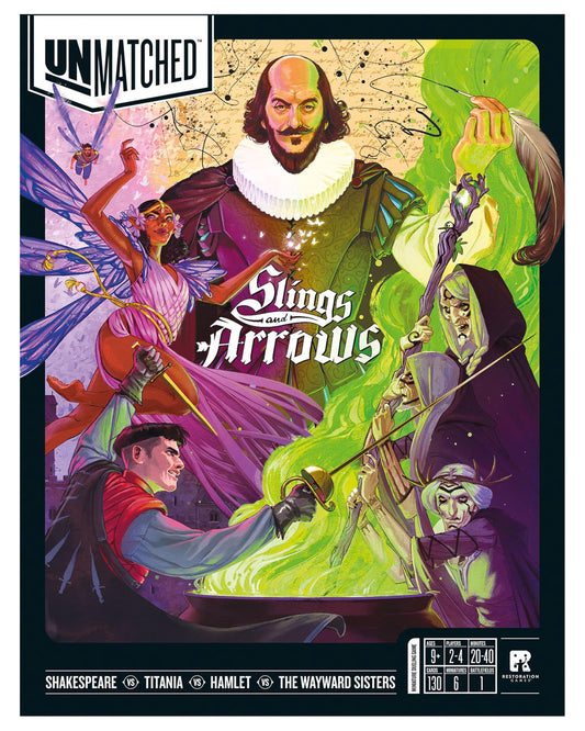 Restoration Games Unmatched Slings and Arrows Shakespeare hero miniature for fast tactical duels