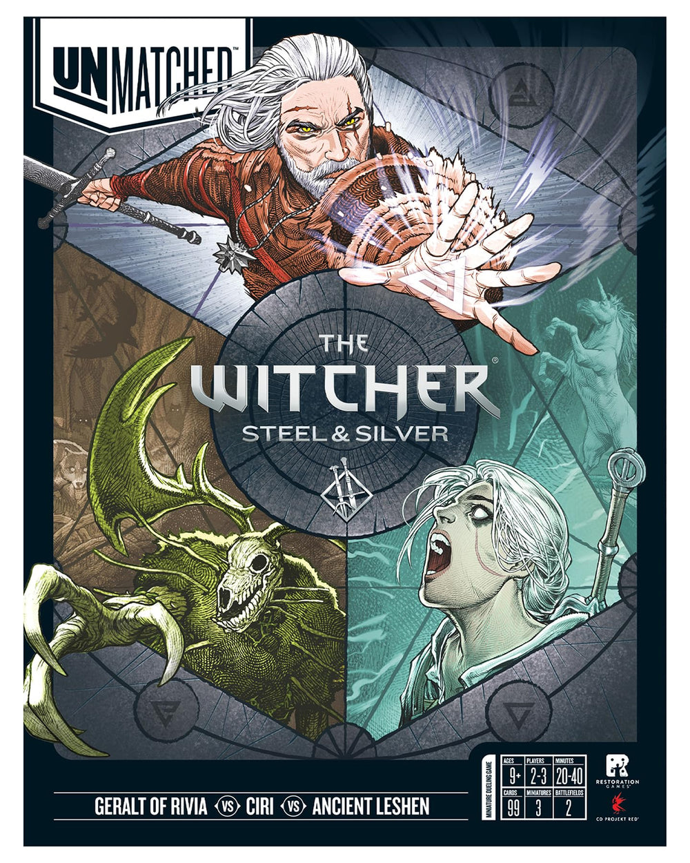 Restoration Games Unmatched The Witcher Steel & Silver Geralt miniature for epic duels