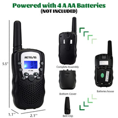 Retevis RT388 battery guidance noting four AAA batteries required
