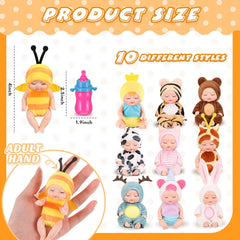 Retrowavy mini baby doll in rabbit clothes supports pretend play and fine motor skills