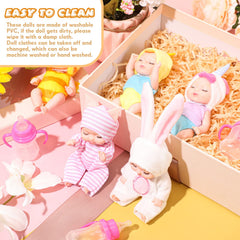 Retrowavy mini baby doll in unicorn clothes inspires creative imagination and storytelling
