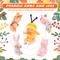 Retrowavy mini reborn doll giraffe-outfit encourages imaginative adventures