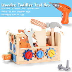 REXBETI wooden tool storage box keeps parts organized after play