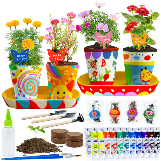 RGBDOT Kids Gardening Set four pots for imaginative painting and personal art.