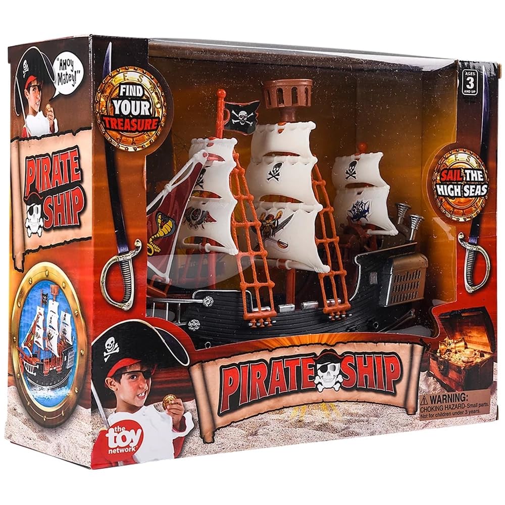 Rhode Island Novelty pirate boat figures included for swashbuckling storytelling.