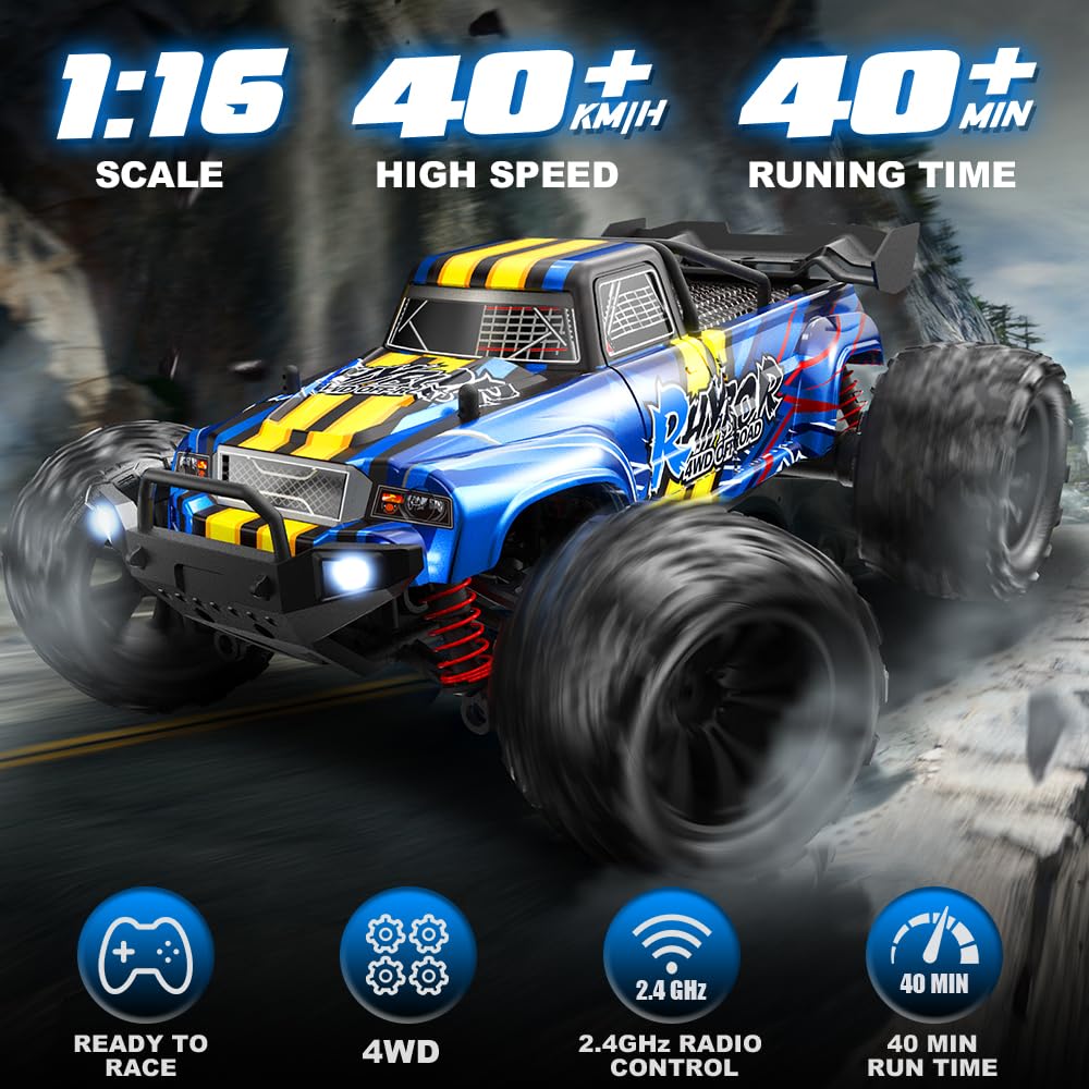 Rhybor 1:16-scale RC car remote control for precise steering and throttle