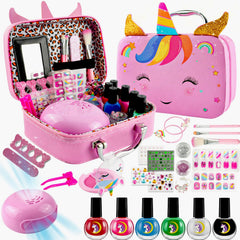 Rhybor kids makeup kit with unicorn case for imaginative play and organized storage.