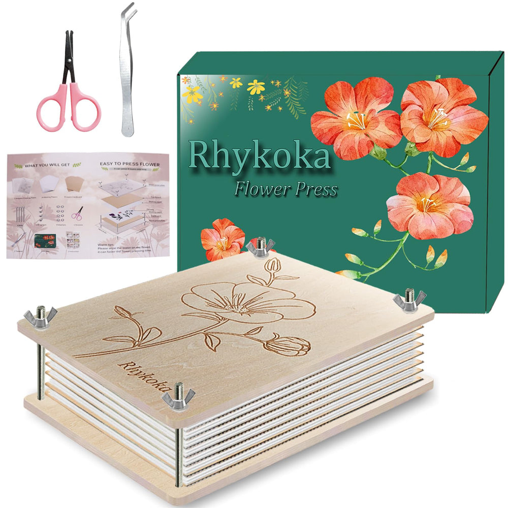 Rhykoka 8-layer wooden flower press ready for pressing blooms