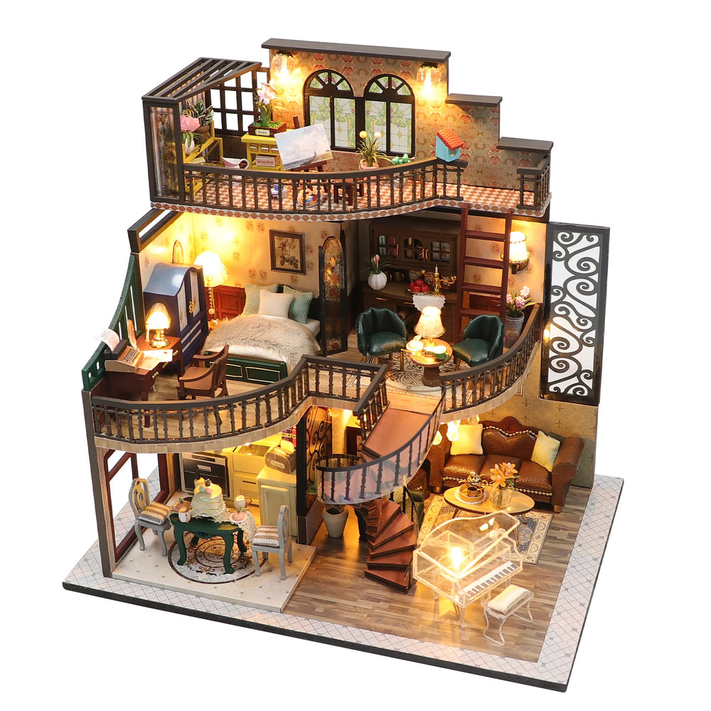 RHZN Miniature House Kit exterior view highlights Victorian facade for display
