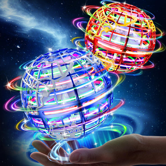 RIEYON Flying Orb Ball shows six neon light effects for dynamic play.