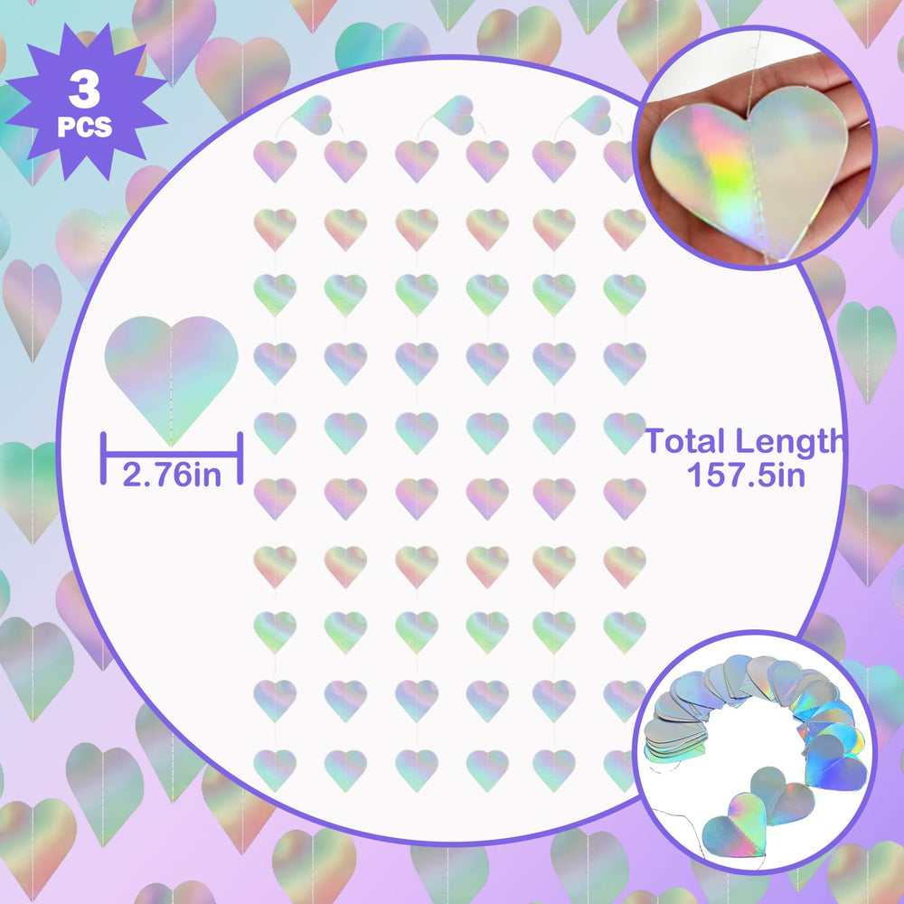 Ricawa heart banner close-up showing iridescent sparkle for festive photos
