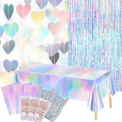 Ricawa love-heart garland banner 13 ft shimmering backdrop for walls