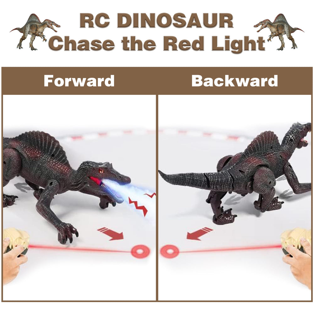 Richgv Spinosaurus roars with blue mouth illuminated during operation