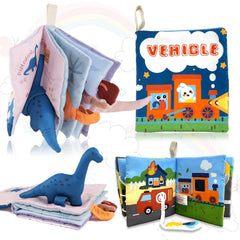Richgv interactive baby book Dino page with 3D tails and squeaky bubble for sensory exploration