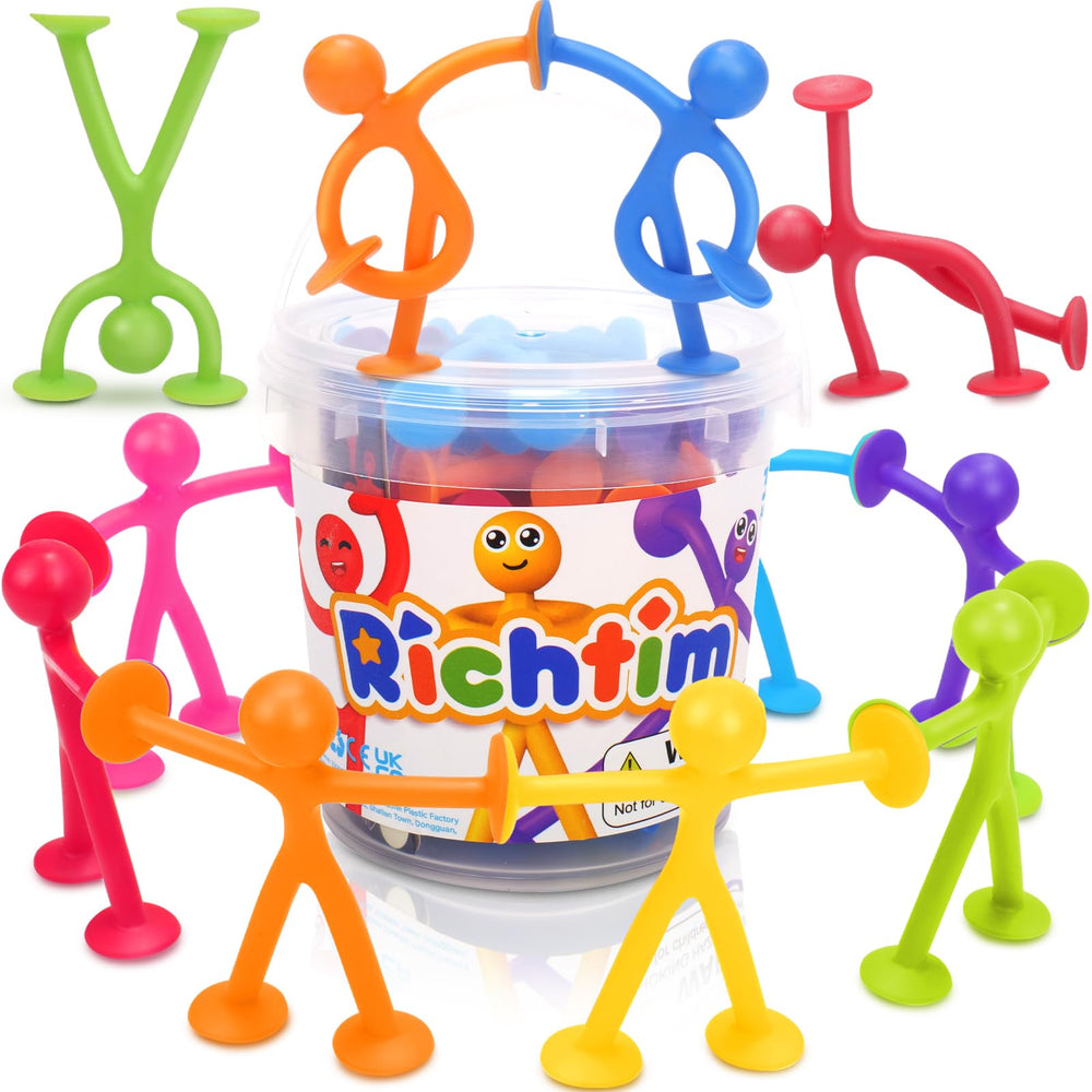 Richtim Kids humanoid suction toy with four adsorption points for versatile play.