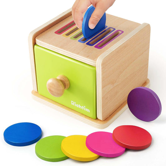 Richtim Montessori color sorting box with blocks for toddlers' fine motor practice