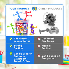 Richtim suction cup people toy in travel bag illustrating portable sensory entertainment.