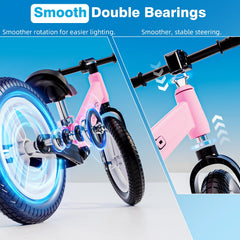 Ridego 12-Inch Balance Bike air rubber tires provide a smoother ride on various surfaces.