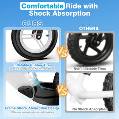 Ridego 12-Inch balance bike with air-filled tires for smooth rides
