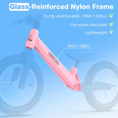 Ridego 12-Inch Balance Bike lightweight frame enables easy lifting and carrying.