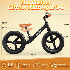 Ridego 14inch balance bike footrest supports stable, relaxed coasting for beginners.