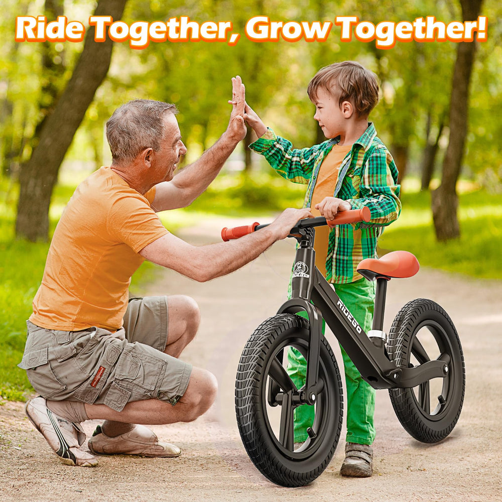 Ridego 14inch balance bike lightweight frame makes it easy for parents to carry.