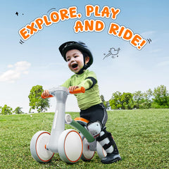 Ridego soft PU seat and non-slip EVA handlebars enhance toddler comfort.