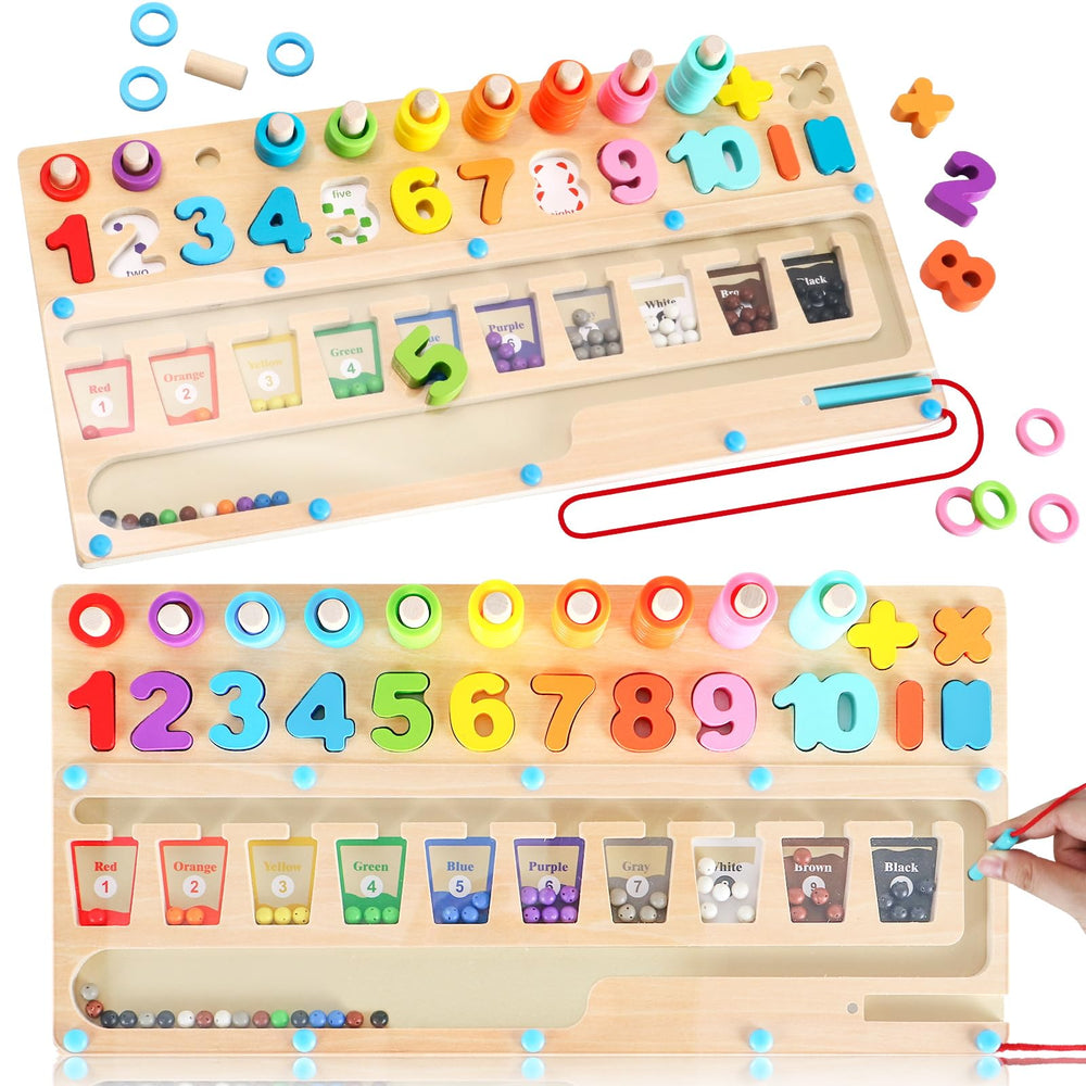 Rideomon 3 in 1 Montessori color maze aids color sorting and counting.