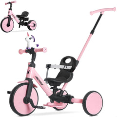 RIDYEE 5-in-1 tricycle with push handle guiding parents for smooth early rides