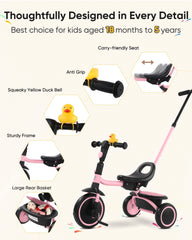 RIDYEE tricycle squeaky duck bell adds playful signaling