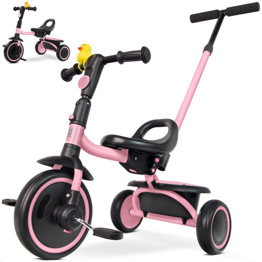RIDYEE tricycle push handle setup for easy parent guidance during strolls