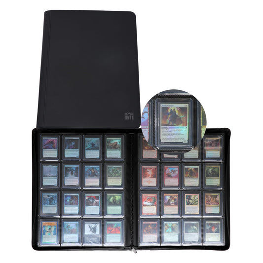 Rieton 16-pocket binder front cover protecting top loaders during storage