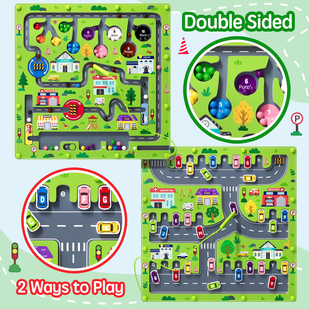 rifamee wooden double-sided maze board with acrylic cover for safe play
