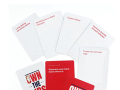 Right Or Racist Own The LlBBs close-up of colorful phrase cards.