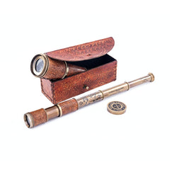 ROORKEE RII antique spyglass in bronze finish for refined nautical decor.