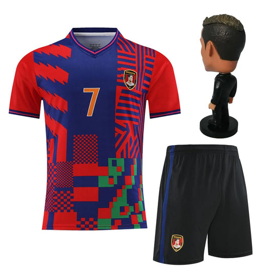 RIKPR Kids soccer jersey red front view showing vibrant color for game day