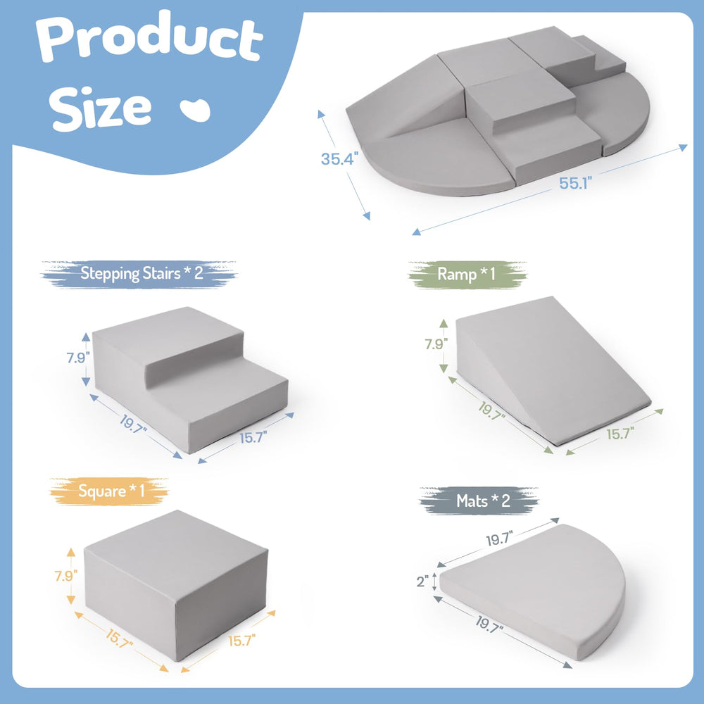 Rinnebbit foam ramp adds gradual incline for easy climbing and transitions.