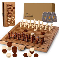 Rinten chess set 12in travel board with magnetic pieces for portable play