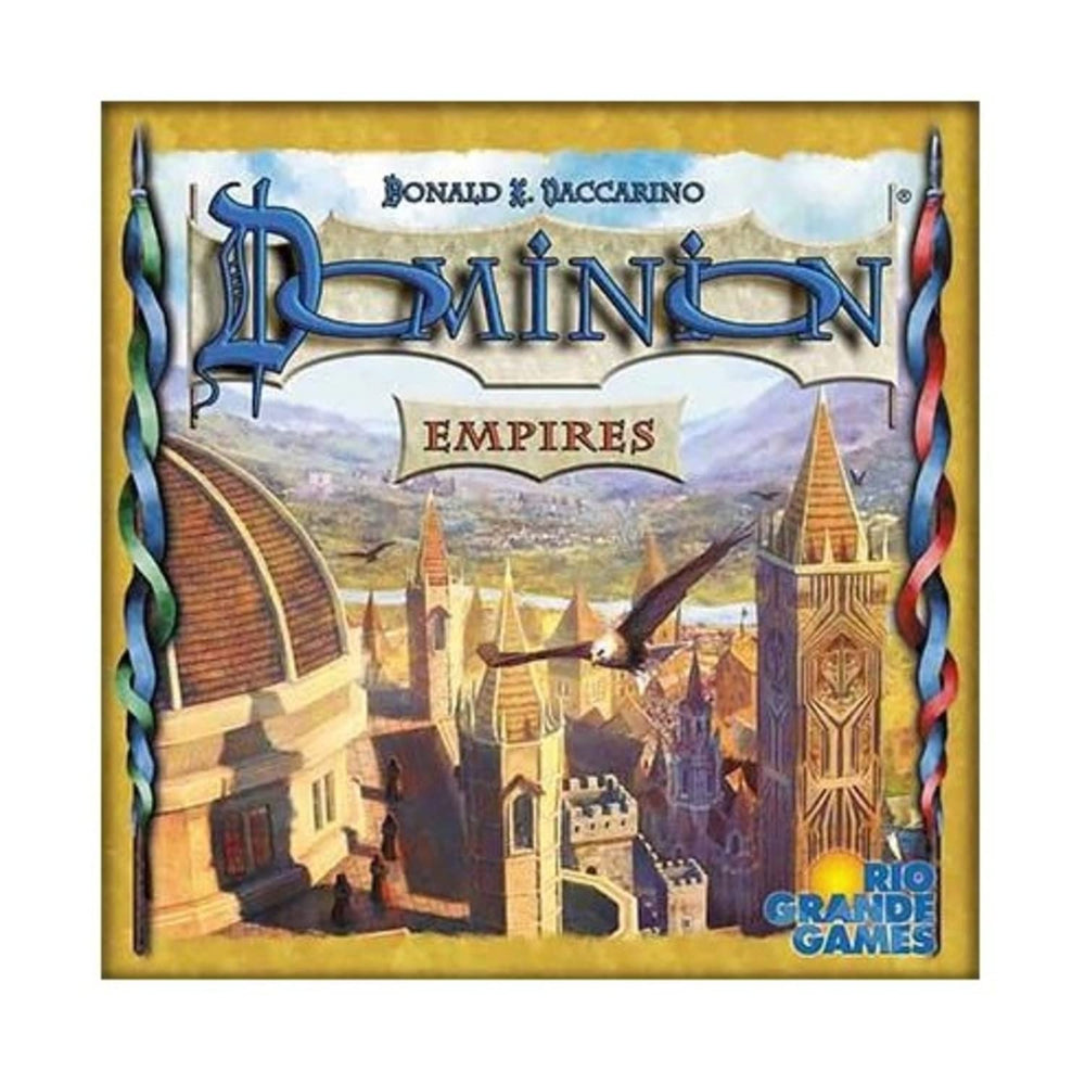 Rio Grande Games Dominion Empires expansion box shown for quick setup and varied play.