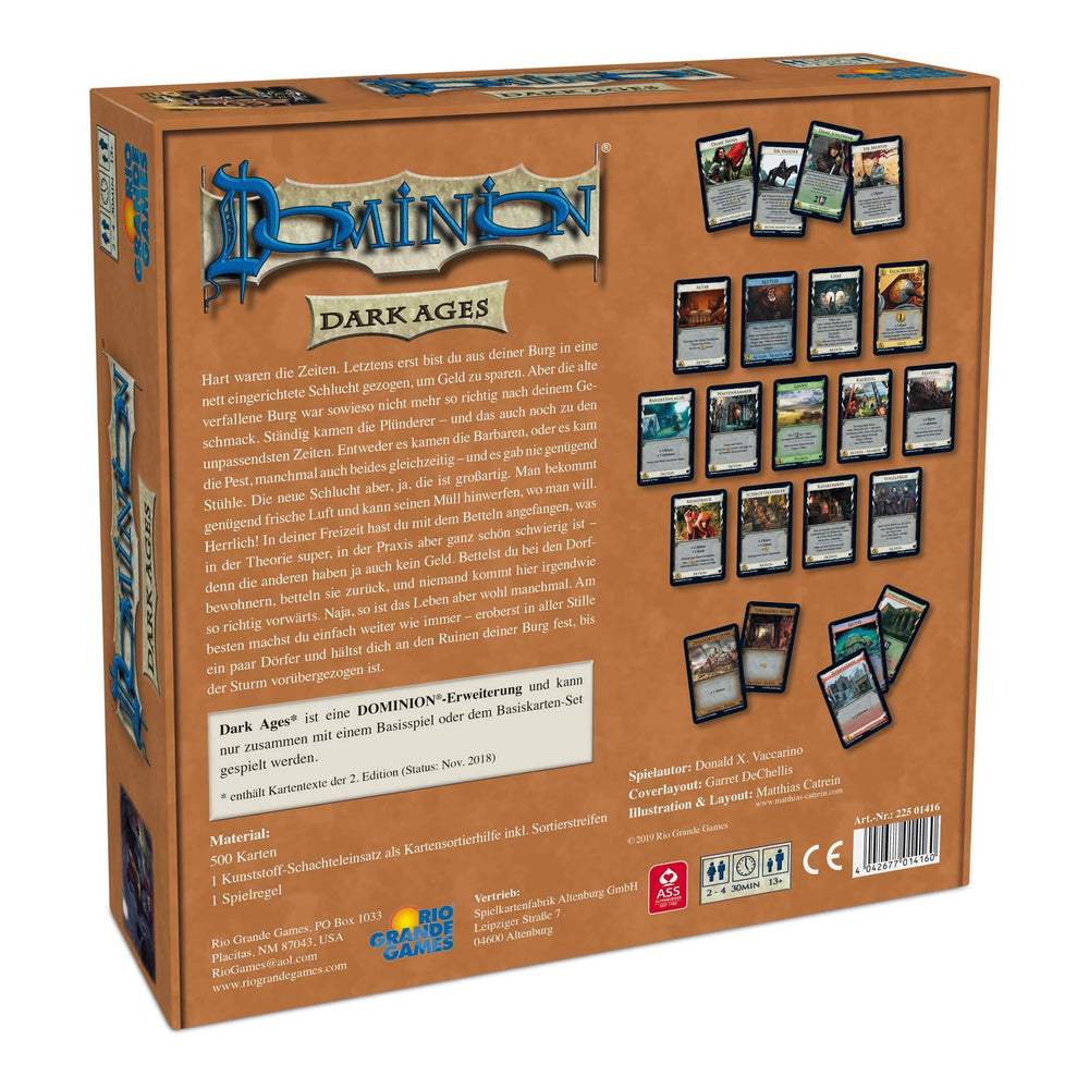 Rio Grande Games Dominion Dark Ages kingdom cards display offers tactical options for seasoned players.
