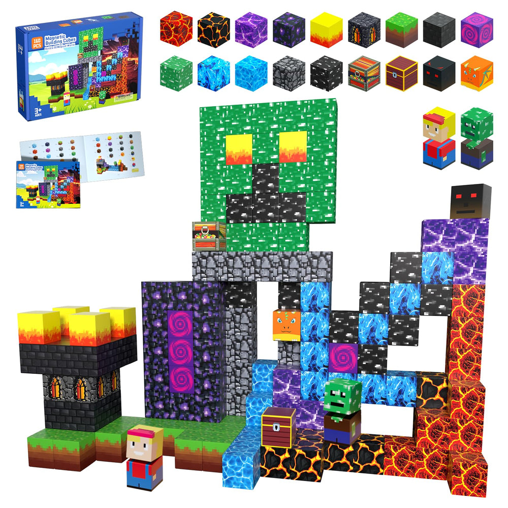Riomuru 160pcs magnetic blocks for open-ended creative play and STEM exploration.