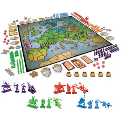 Winning Moves Risk Europe map and siege visuals convey epic European campaigns