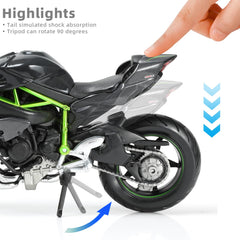 Risopen Kawasaki Ninja H2R 1:12 logo closeup highlights branding.