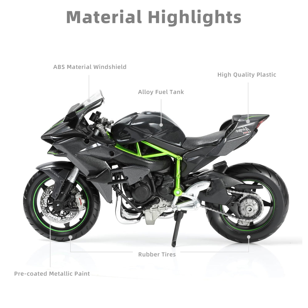 Risopen Kawasaki Ninja H2R 1:12 side detail emphasizes realistic scale and precision.